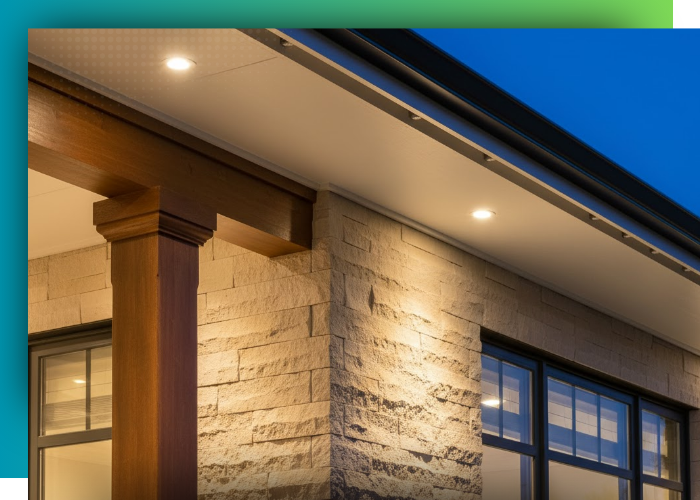 beautiful home with permanent outdoor lighting