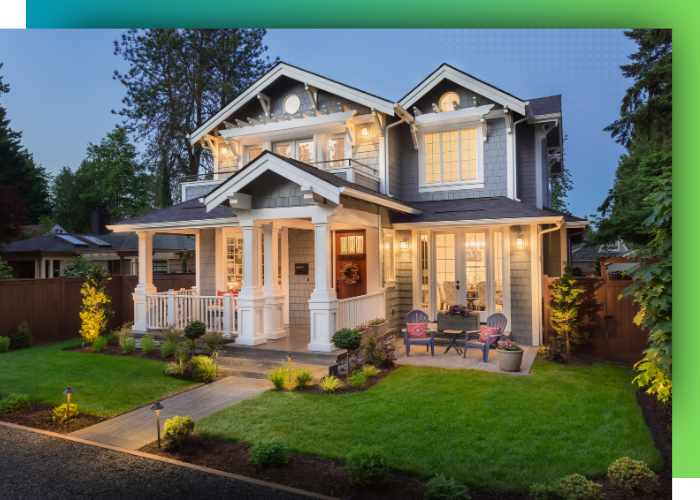 beautiful home with permanent outdoor lighting