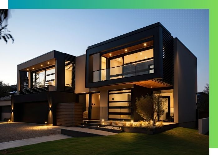 modern home with exterior downlights