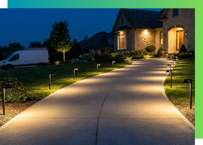 lit path at night